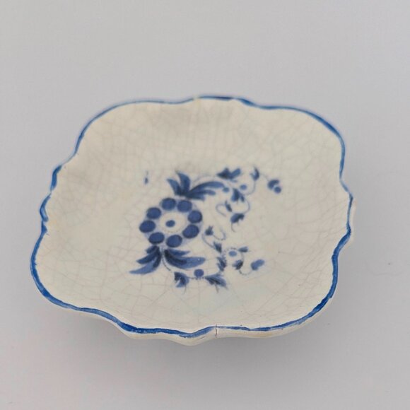 Antique - 19th century blue earthenware flower decor made in italy dishes - Picture 2 of 6